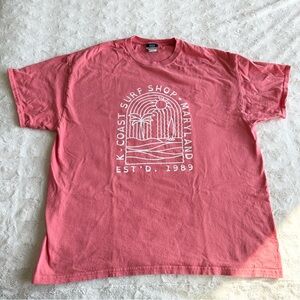 Vintage K Coast Surf Shop Shirt Tee Womens XL Pink Ocean City Maryland Beach Y2K